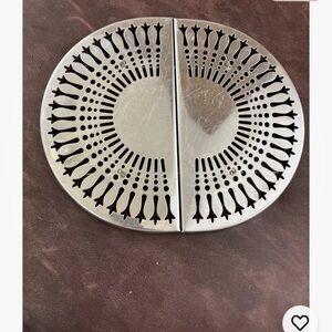 Vintage Expandable Trivet Oval Pierced Decorative Metal